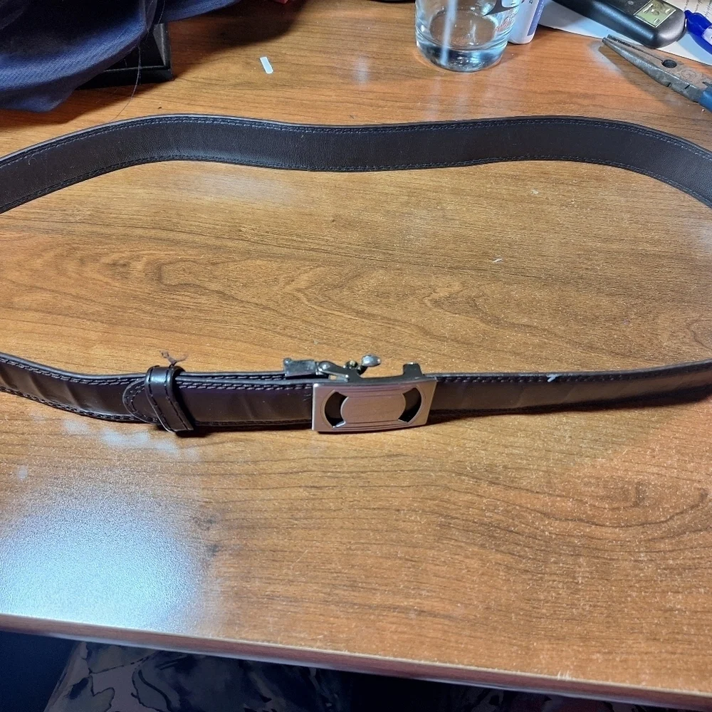 Men's Brown 42cLeather Belt with Silver Cam Buckle